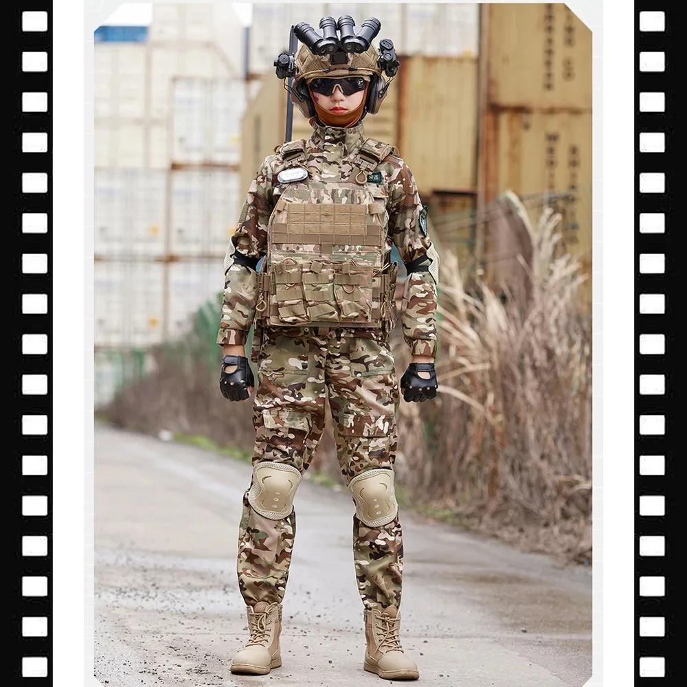 Ensemble uniforme tactique militaire pour enfants, costume de camouflage, costume de soldat des forc