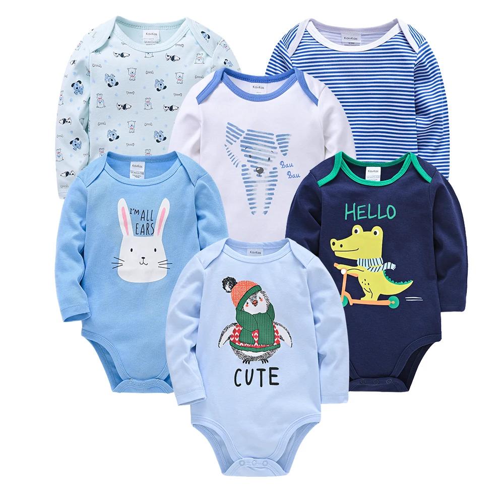 Kavkas – body pour bébés garçons et filles, 6 pièces, manches longues, 100% coton, vêtements pour bé