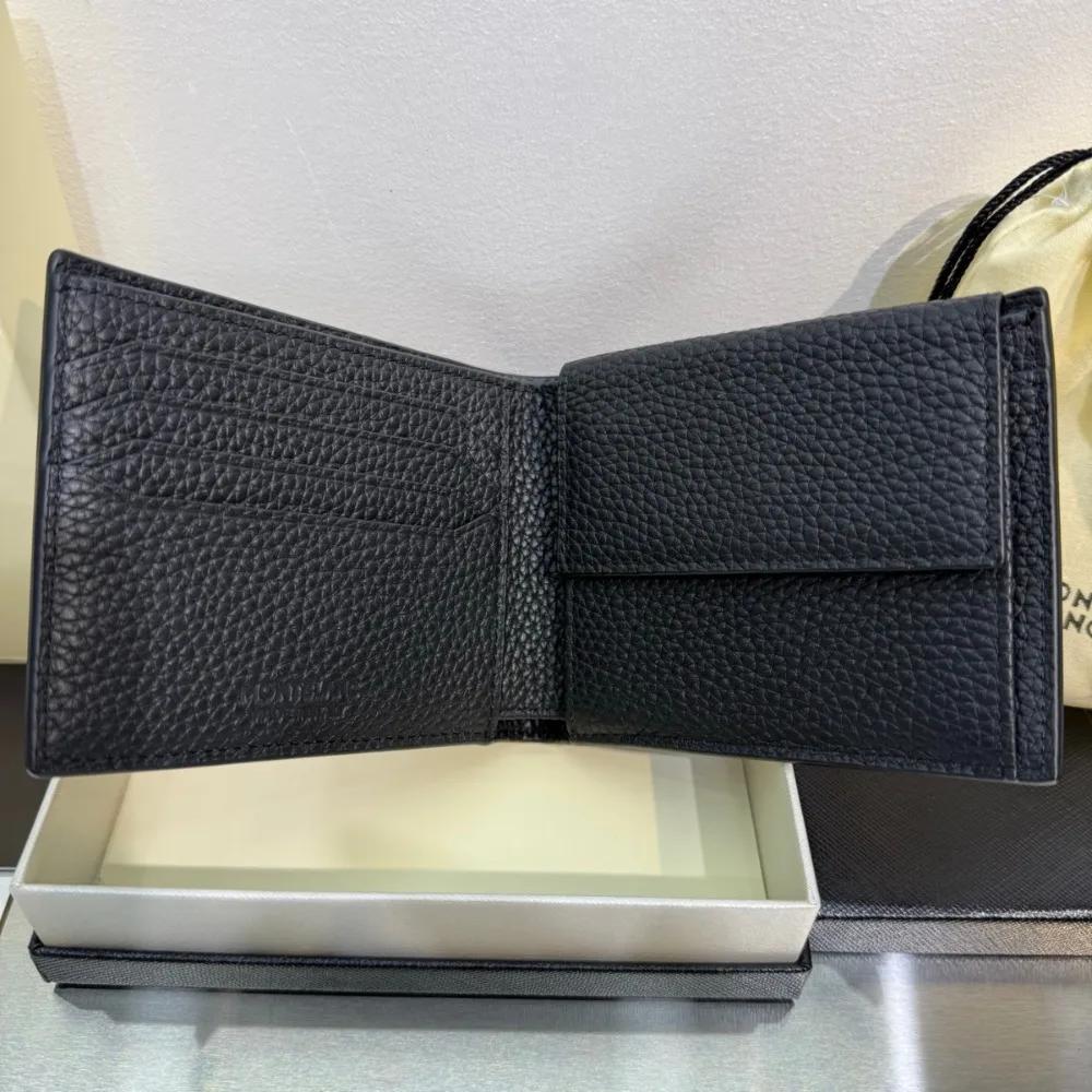 Portefeuille court de luxe pour homme, portefeuille à deux volets, marque de créateur, texture en cu