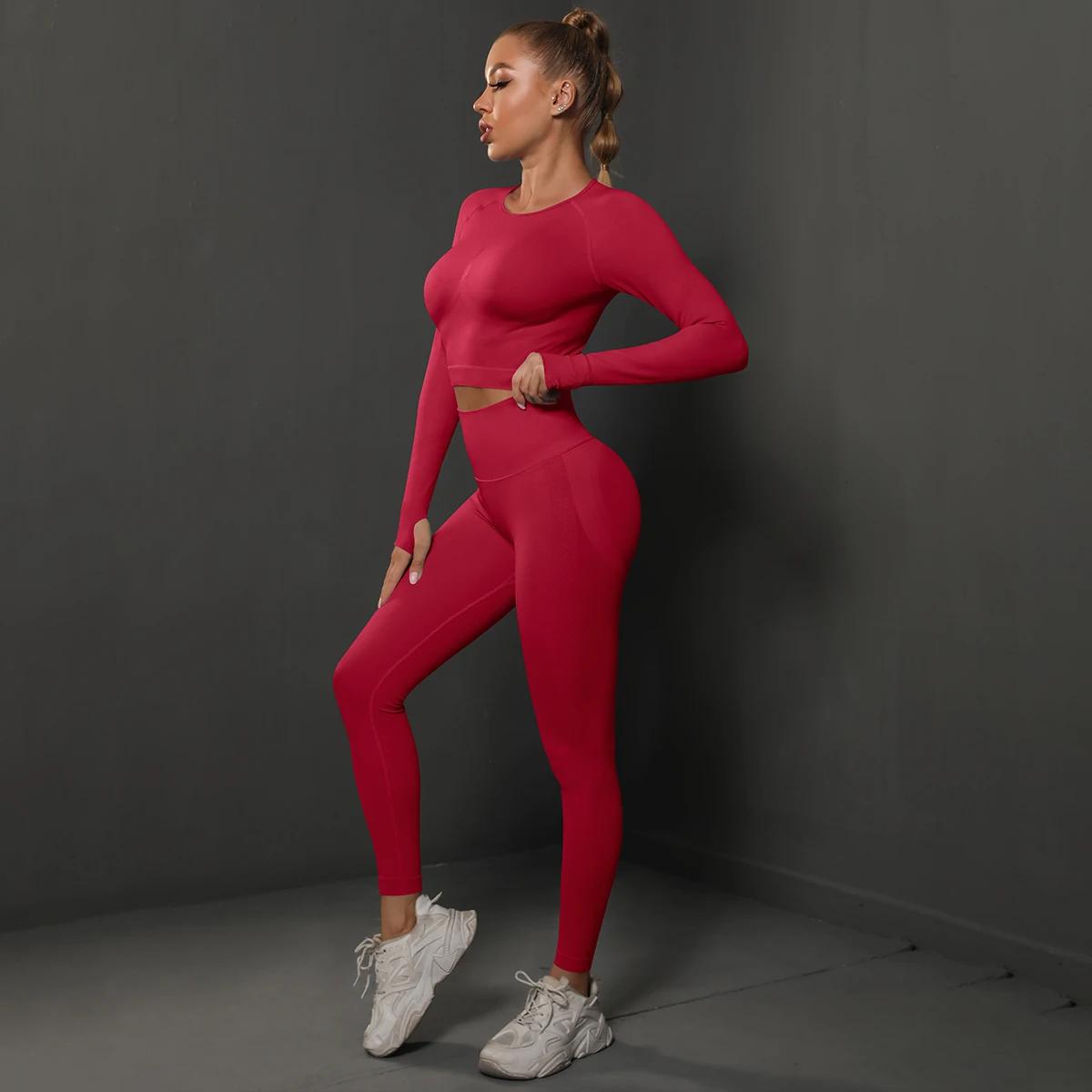 Ensemble de Yoga sans couture, haut court, Leggings taille haute, costumes pour femmes, vêtements d'