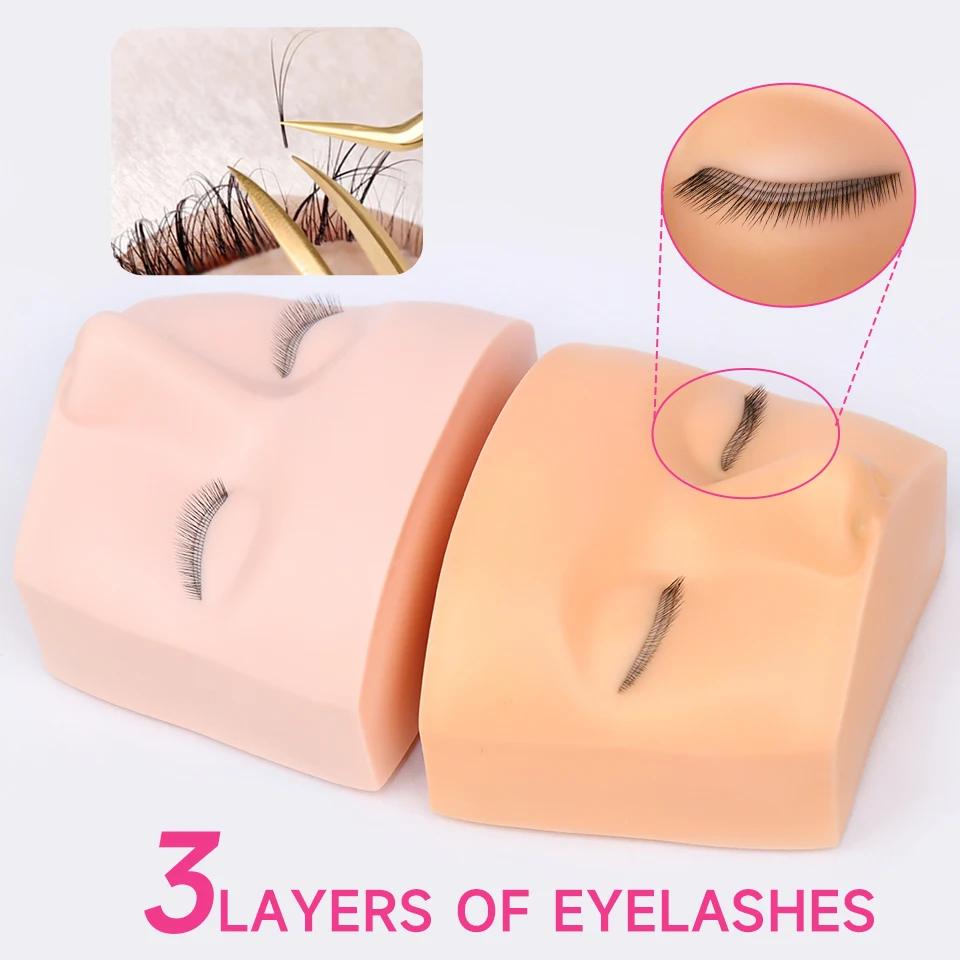 Tête de Mannequin à 3 Couches pour la Pratique du Maquillage, Extensions de Cils, Outils de Formatio