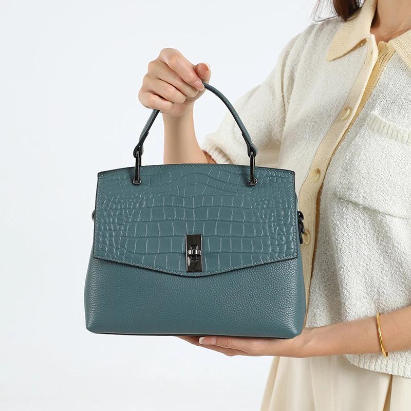 Femmes vache naturelle en cuir véritable sac à main dames peau de vache Vintage luxe fourre-tout fem