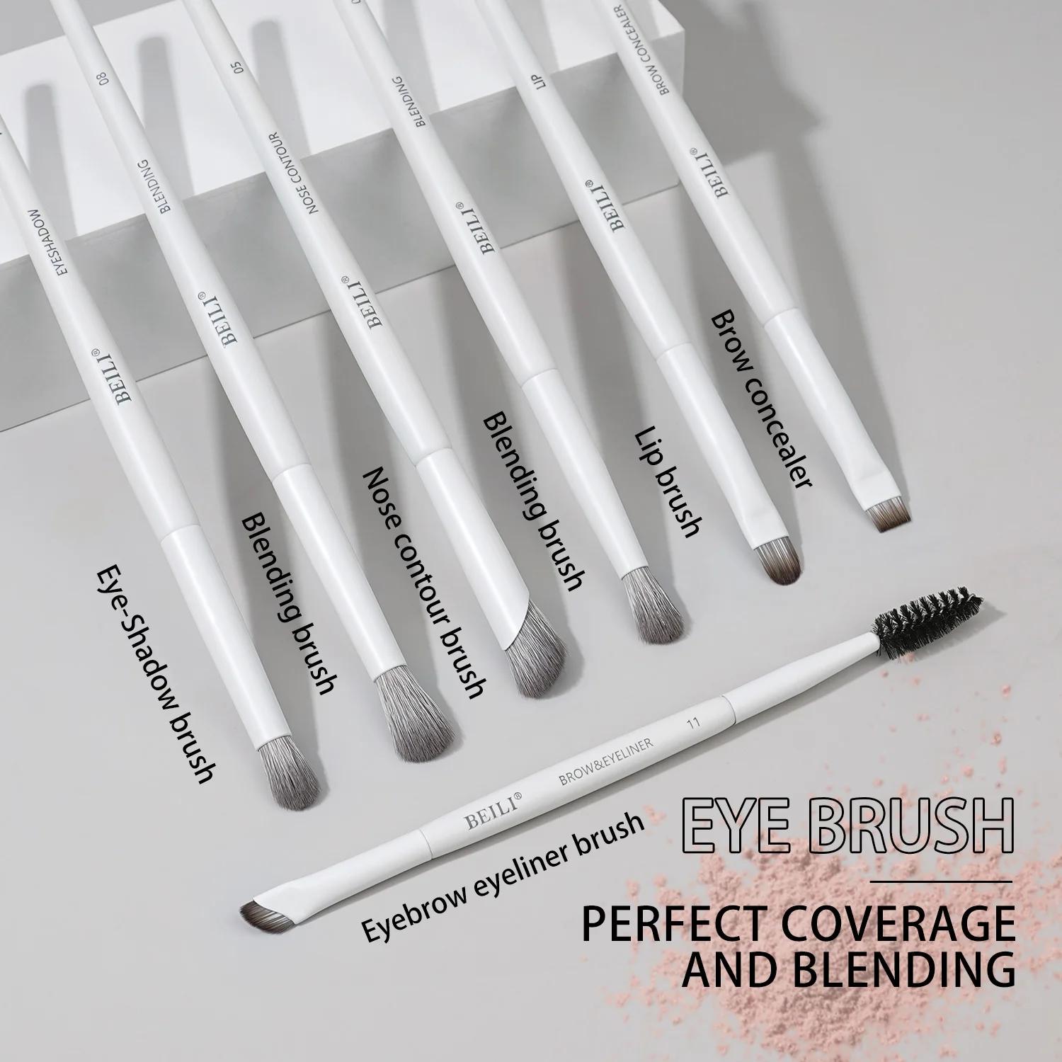 BEILI – ensemble de pinceaux de maquillage professionnels végétaliens, 12 pièces, maïs, bambou, soie