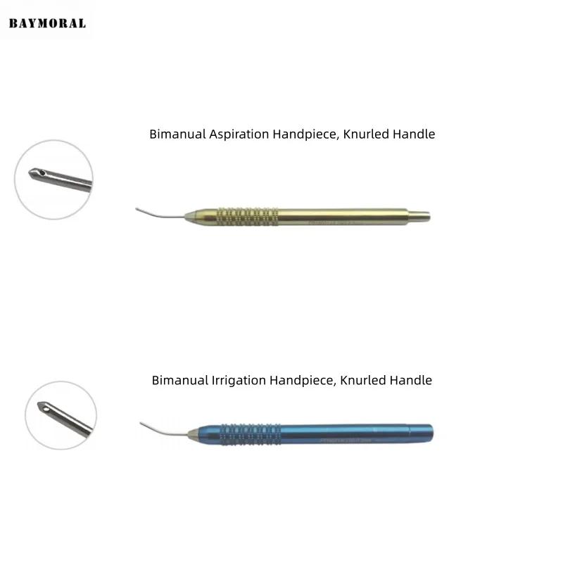 Pièce à main d'aspiration bimanuelle, instruments chirurgicaux ophtalmiques à poignée moletée pour l