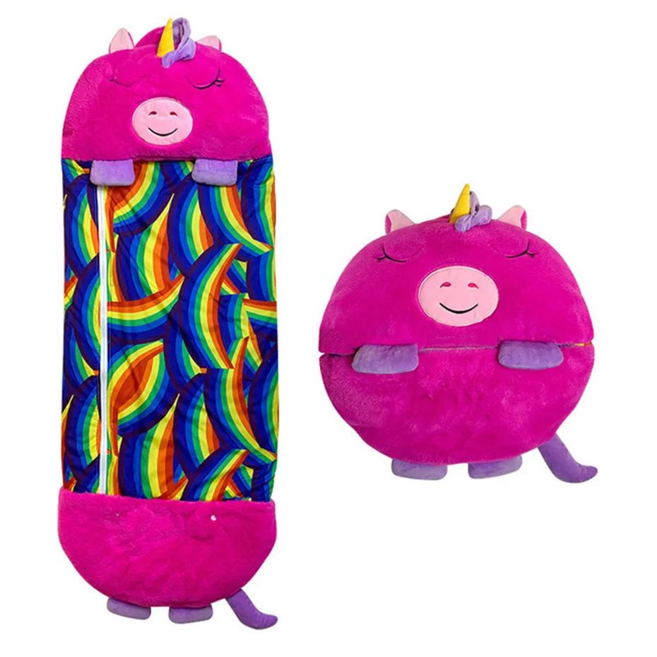 Sacs de nuit de dessin animé pour enfants, sac de couchage avec oreiller, poupée en peluche, oreille