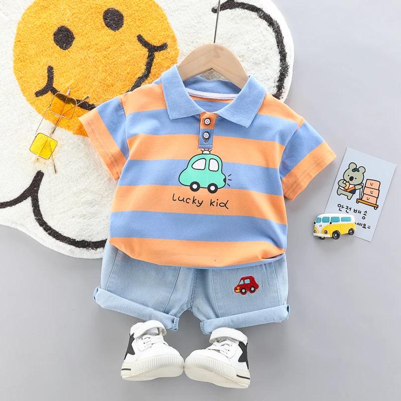 Polo + beau short en Denim pour bébés garçons et filles, ensemble 2 pièces de haute qualité, vêtemen