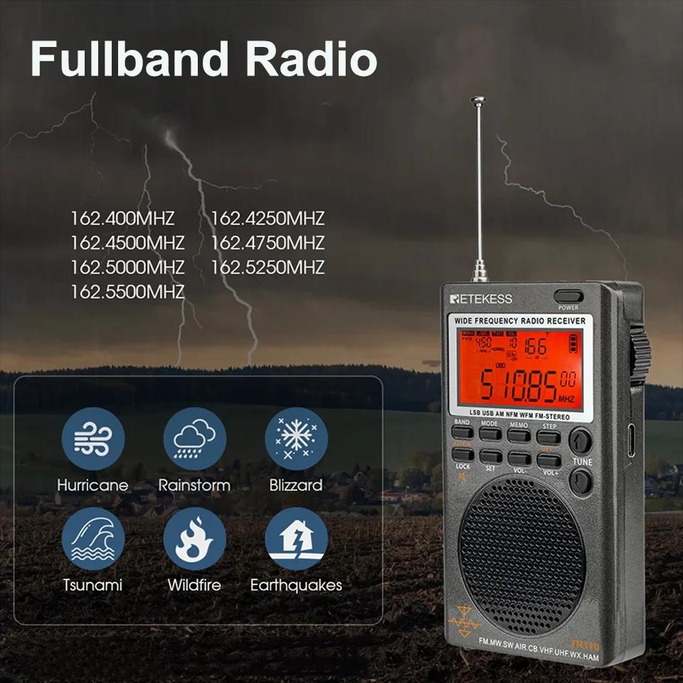RETEKESS-Radio pleine bande pour l'extérieur, Radio à ondes courtes SSB, AM, FM, Toutes les vagues,