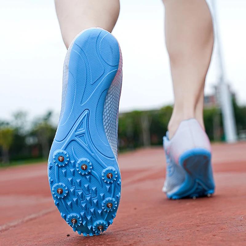 Chaussures d'athlétisme à pointes pour hommes et femmes, chaussures de course pour garçons et filles