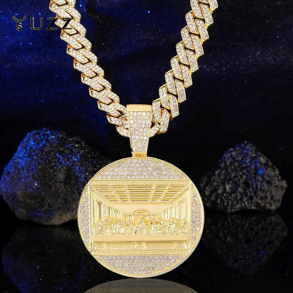 Nouveau dernier dîner pendentif chaîne cubaine collier avec 14mm chaîne glacée mode Hip Hop hommes p