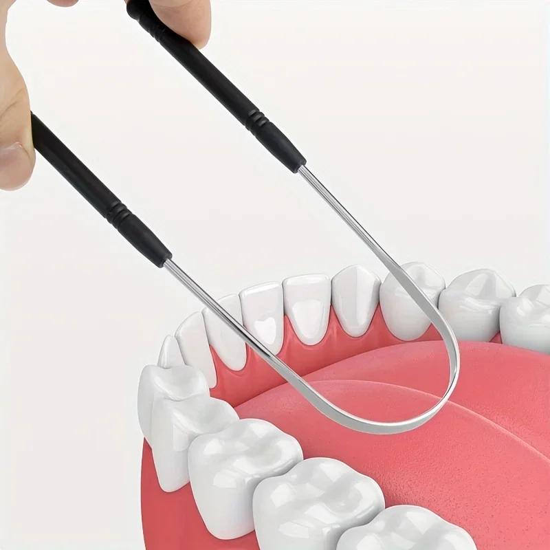 Grattoir à langue en acier inoxydable, 1 pièce, nettoyeur de langue buccale, brosse à dents, hygiène