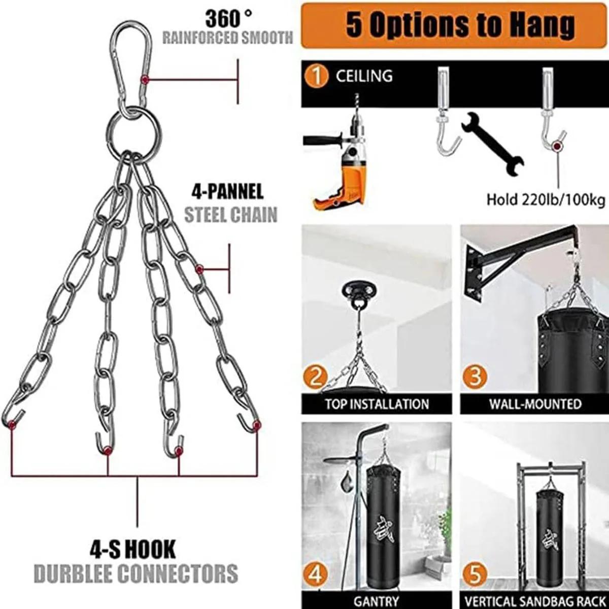 Ensemble de sacs de boxe lourds avec crochet de plafond, chaîne en acier suspendue, sac lourd pour a