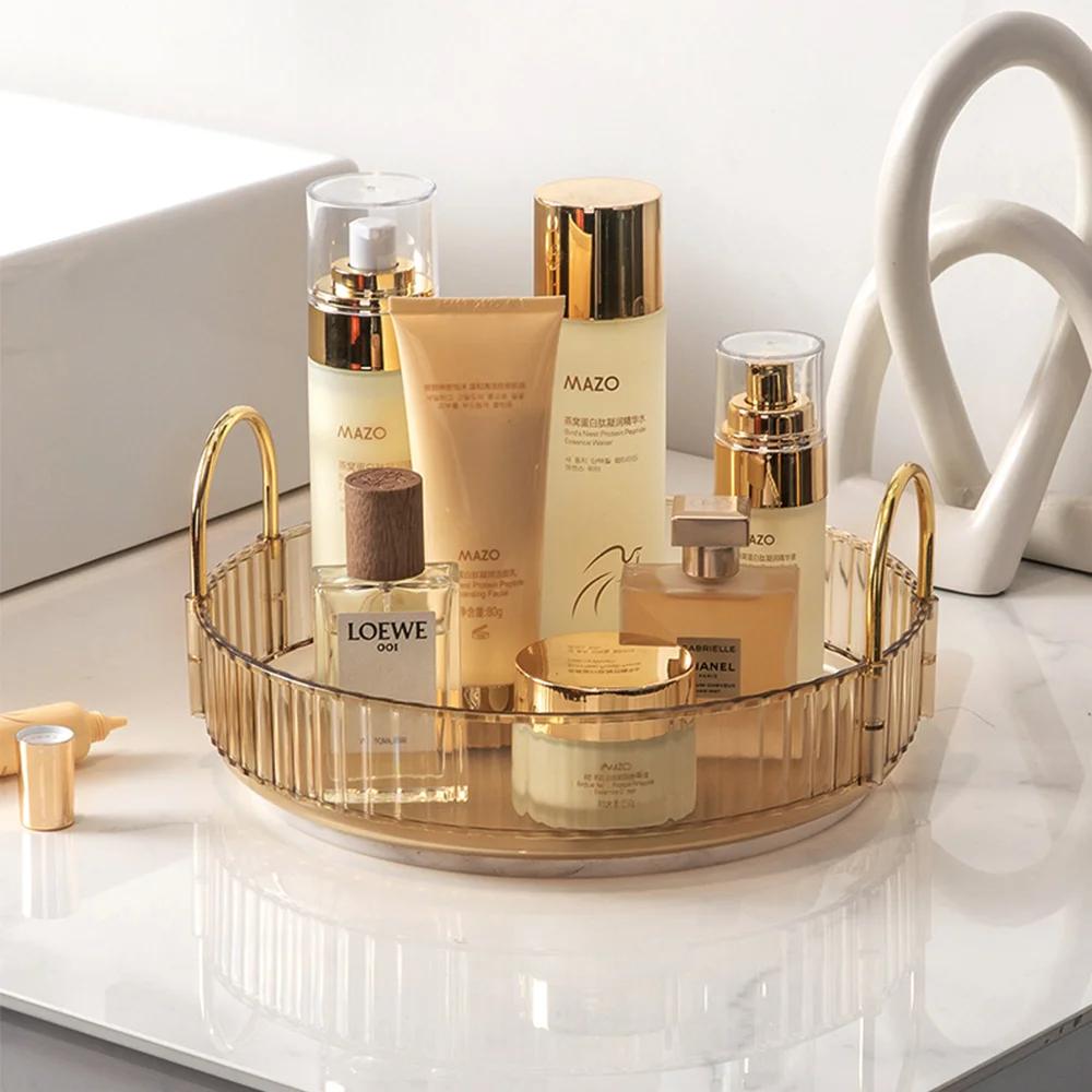 Commode de maquillage rotative pour vanité, commode cosmétique transparente de grande capacité pour