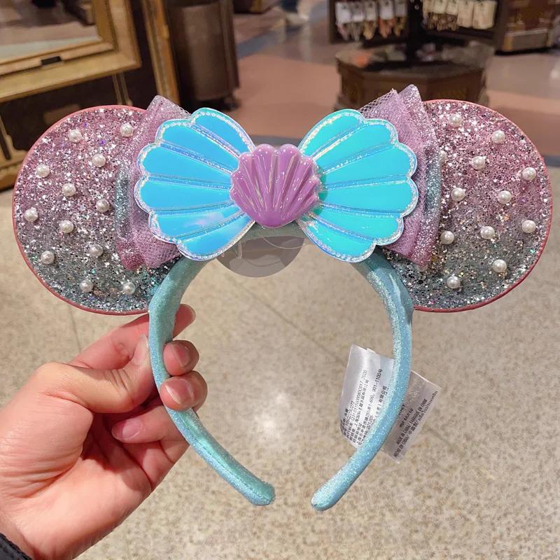 Bandeau princesse Disney Mickey oreille raiponce neige blanche, nœud à paillettes, cerceau pour chev