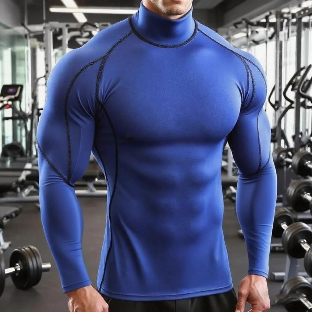T-shirt de course à manches longues pour hommes, vêtements de sport, survêtement élastique Rashgard,