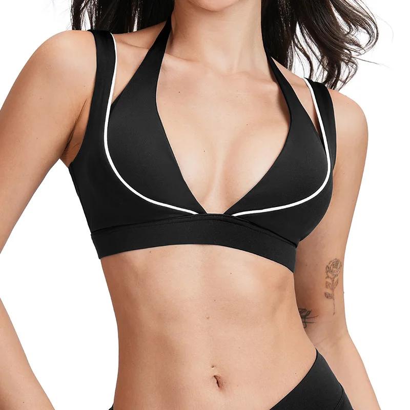 Ningyu femmes couleur bloquant Yoga soutien-gorge haut de gamme mode beau dos gymnastique soutien-go