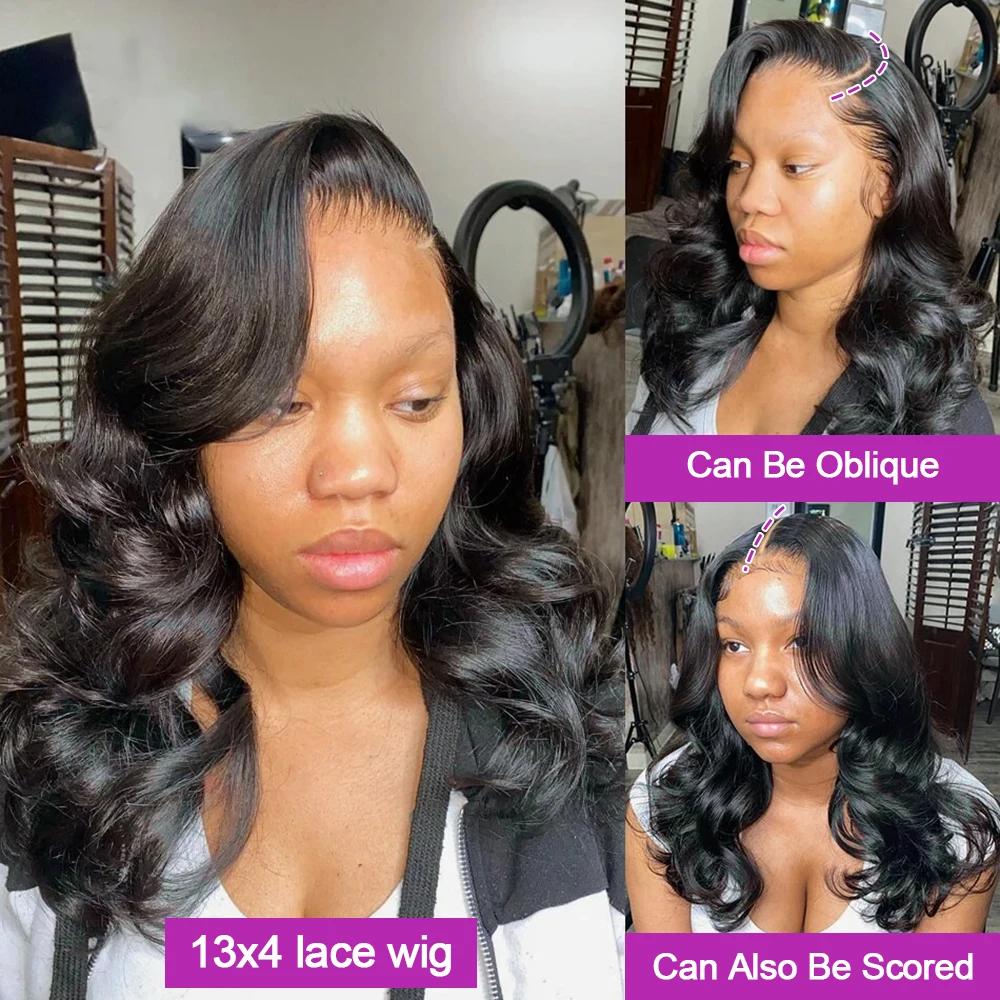 Perruque Bob Lace Frontal Wig Body Wave sans colle, cheveux naturels brésiliens prêts à porter, 13x6