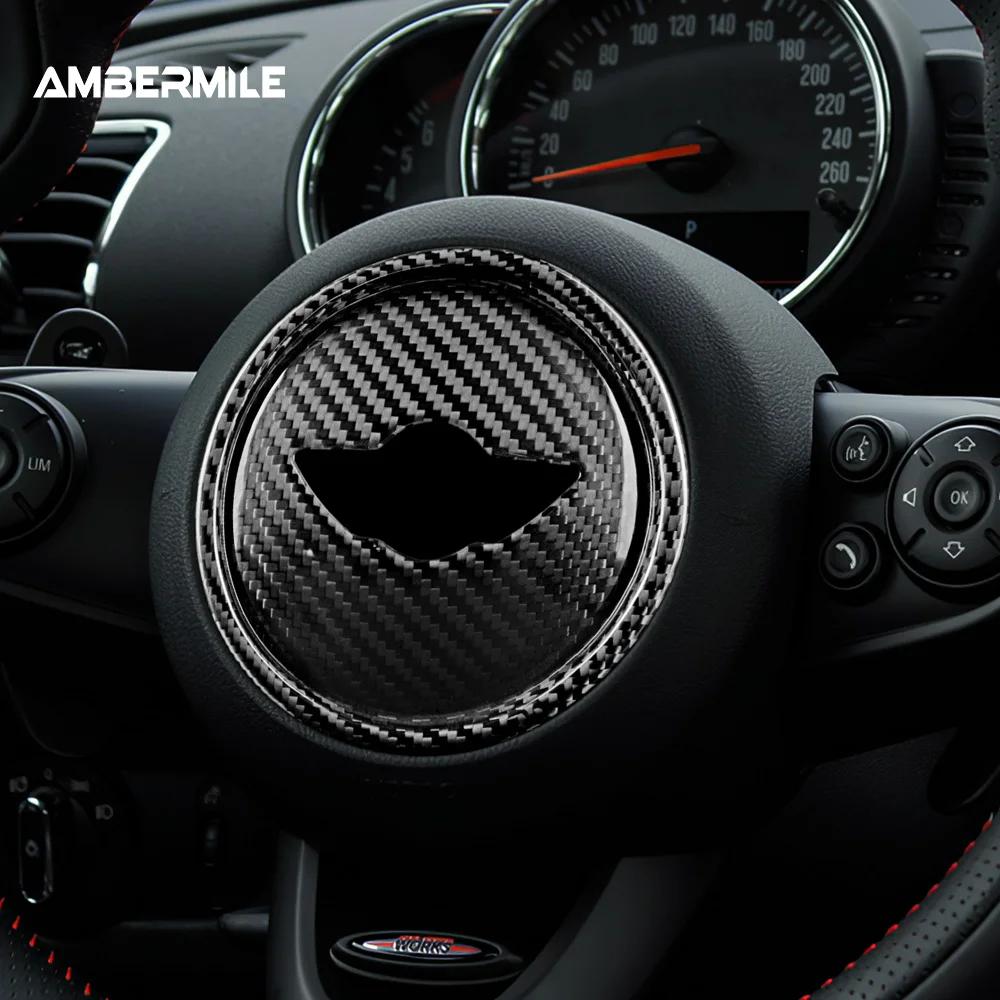 Couverture d'airbag de volant en Fiber de carbone véritable, autocollant intérieur de voiture pour M