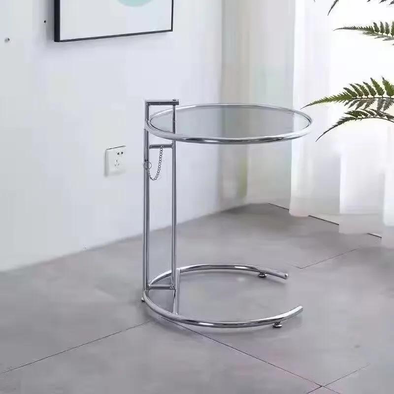 Tables basses en verre en acier inoxydable, meubles de salon nordiques, table d'appoint de balcon, t