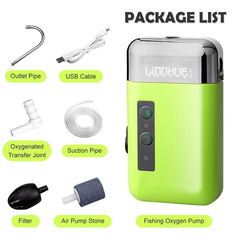 Mini Pompe à Oxygène Portable 3-en-1 avec Tube de Pierre à Air, Détection, Chargement USB, Pompe à E