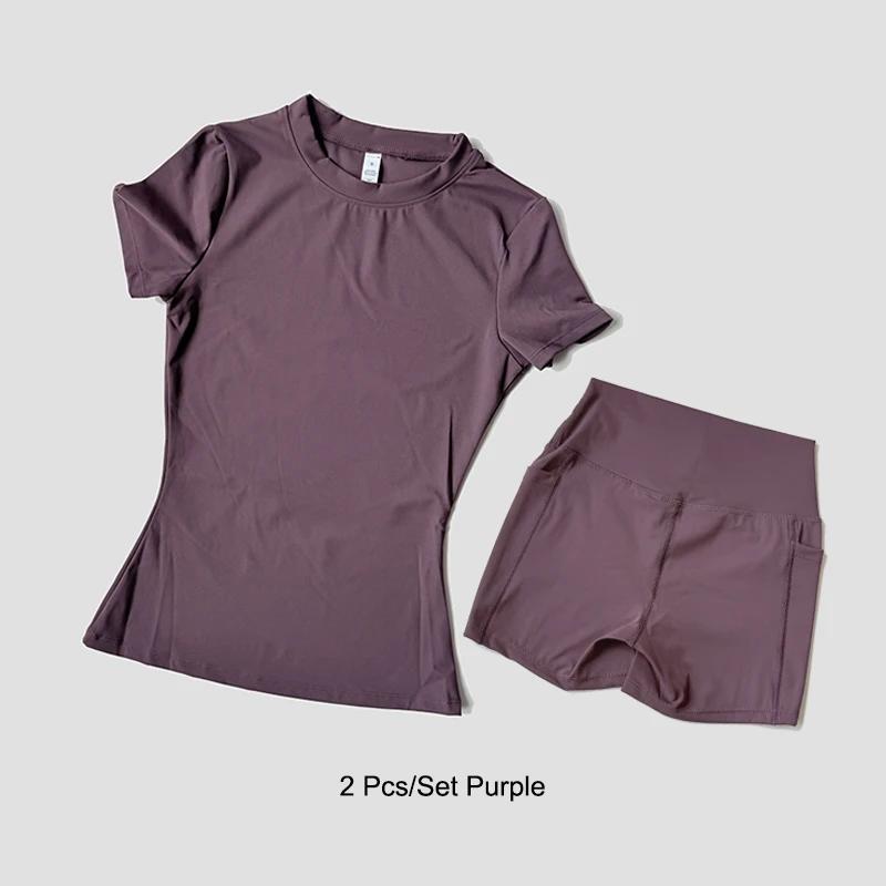 Ensemble de Yoga de sport pour femmes, tricoté sans couture, vêtements de sport, Fitness, haut court