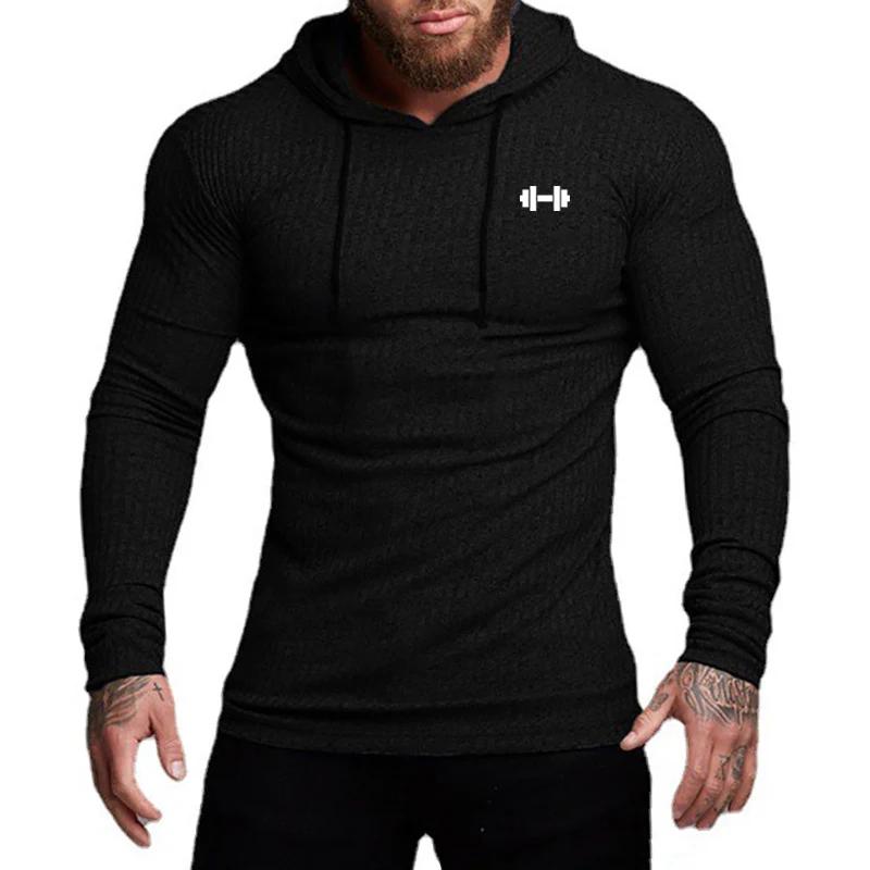 T-shirt à capuche homme sport mince côtelé : running, fitness, gym - confort et style classique