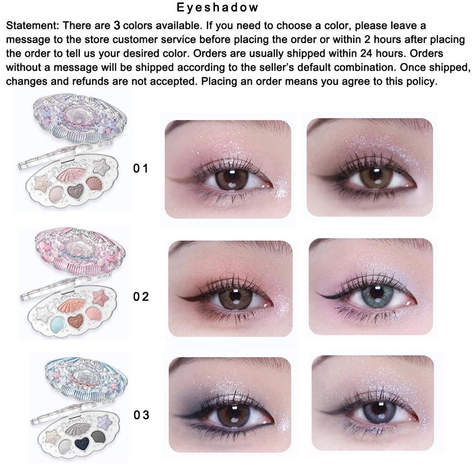 Coffret Maquillage Flower Knows Mermaid Glow Fard à Paupières Gloss Blush Série Perle Coquillage Nou