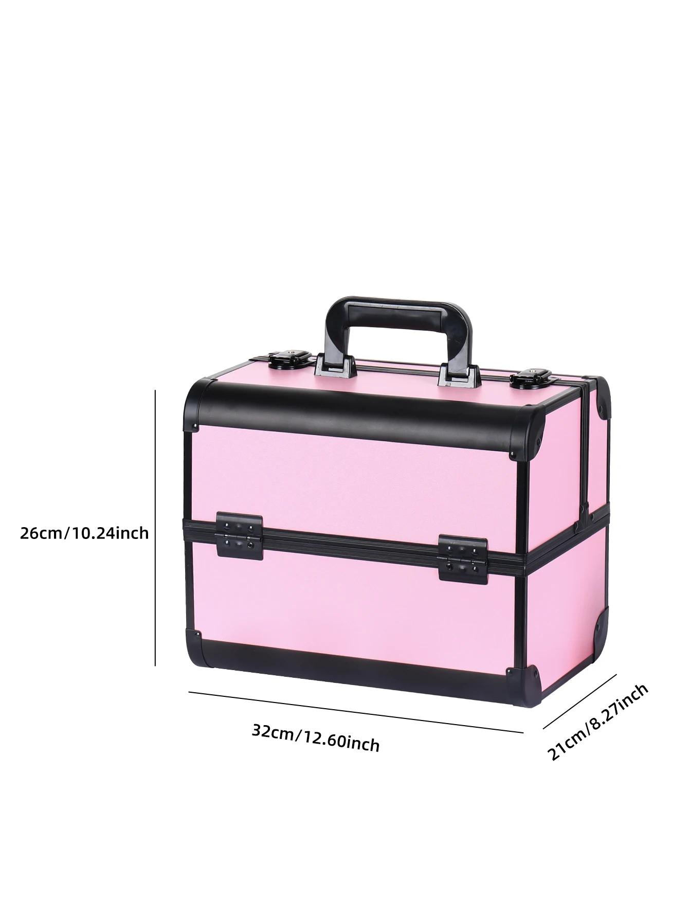 Mallette de maquillage en alliage d'aluminium, boîte à outils de pédicure avec poignée, boîte à cosm