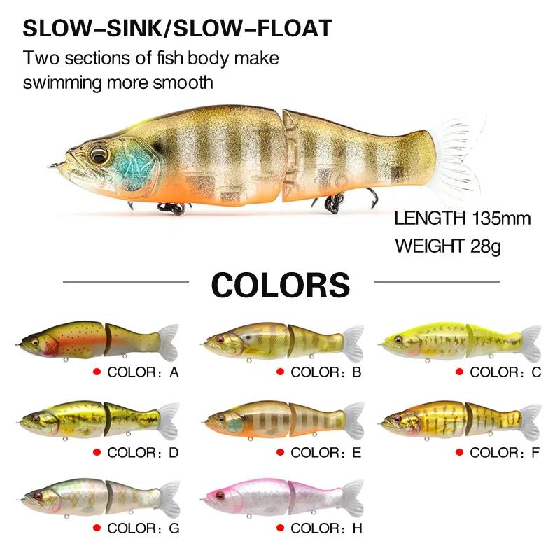 1 pièces 135mm 28g appât articulé Shad planeur Swimbait leurres de pêche corps dur coulant lent arti