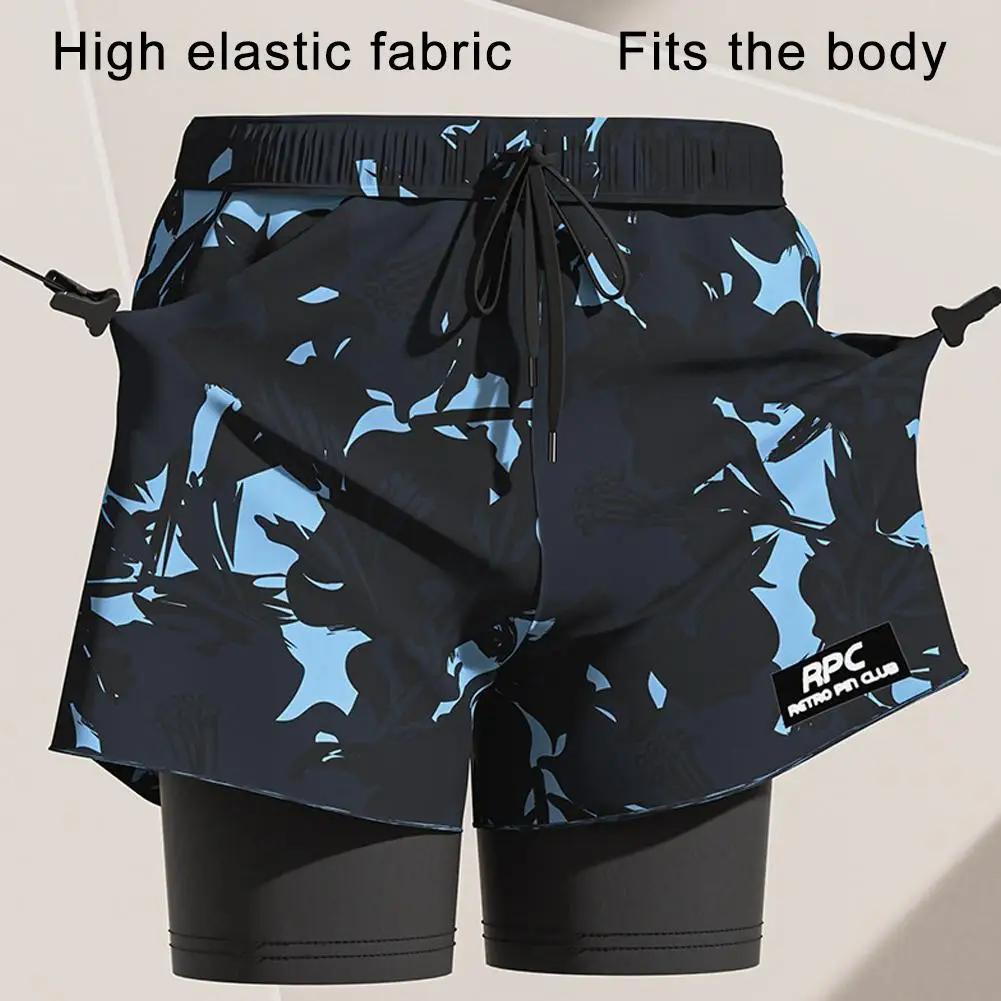 Maillot de bain 2 en 1 homme - Short compression séchage rapide course gymnastique
