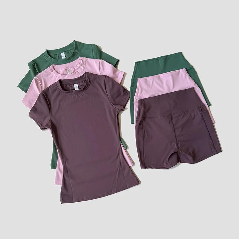 Ensemble de Yoga de sport pour femmes, tricoté sans couture, vêtements de sport, Fitness, haut court