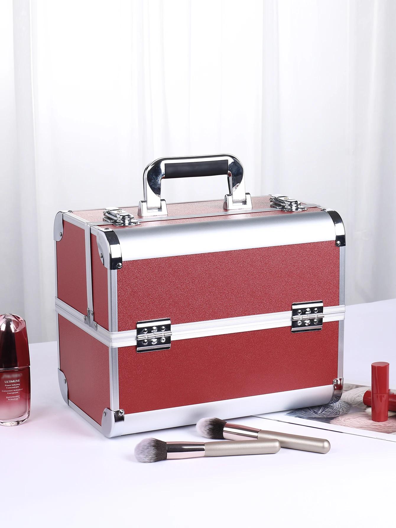 Mallette de maquillage en alliage d'aluminium, boîte à outils de pédicure avec poignée, boîte à cosm