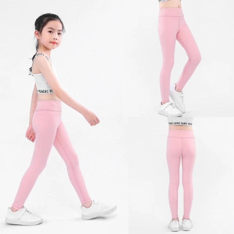 Pantalon de yoga taille haute pour enfants, leggings de sport skinny pour enfants, pantalons moulant