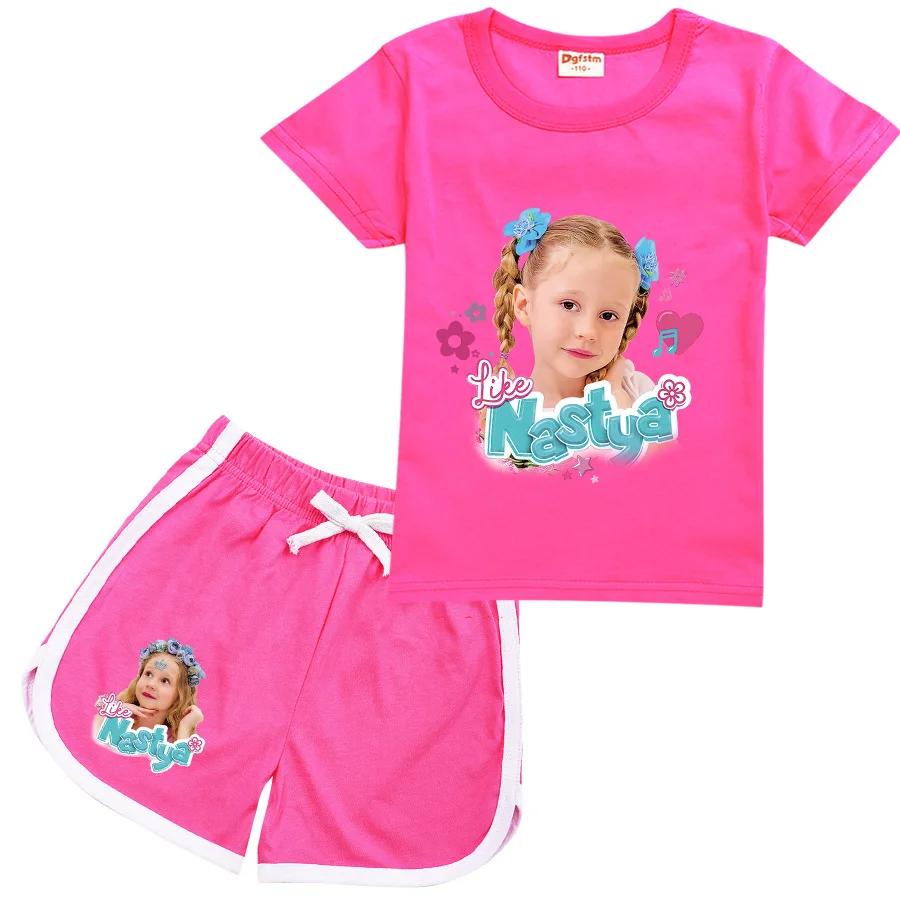 T-shirt à manches courtes et short Lovely Like Nastya pour enfants, tenues d'été pour tout-petits fi