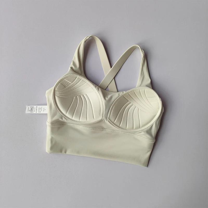 Soutien-gorge de sport à coussin fixe - Haute résistance antichoc pour course yoga fitness push-up