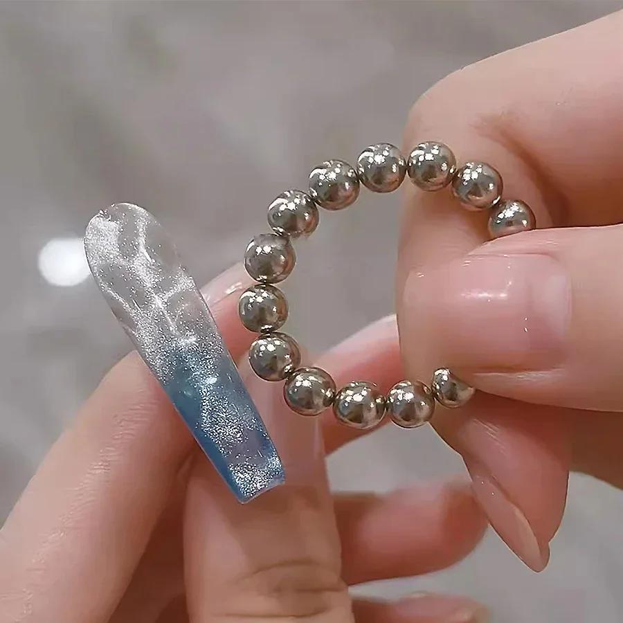 10/20 pièces perles magnétiques rondes pour Nail Art ondulation de l'eau oeil de chat Gel vernis fle