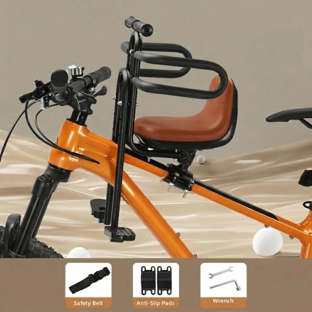 Siège enfant avant pour vélo VTT avec accoudoirs et pédales, rembourré, installation facile Siège