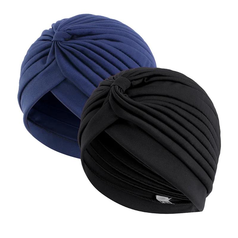 2 pièces/lot Turban extensible tête bonnet couverture torsadé plissé bandeau couleurs assorties couv