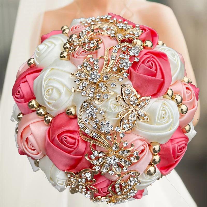 Offre spéciale rouge luxe magnifique mariage Bouquet de mariée élégant perle mariée demoiselle d'hon