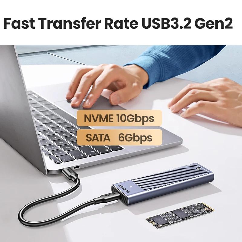 UGREEN – adaptateur de boîtier M.2 NVMe SATA SSD, 10Gbps USB 3.2 Gen2 USB C, prend en charge les clé