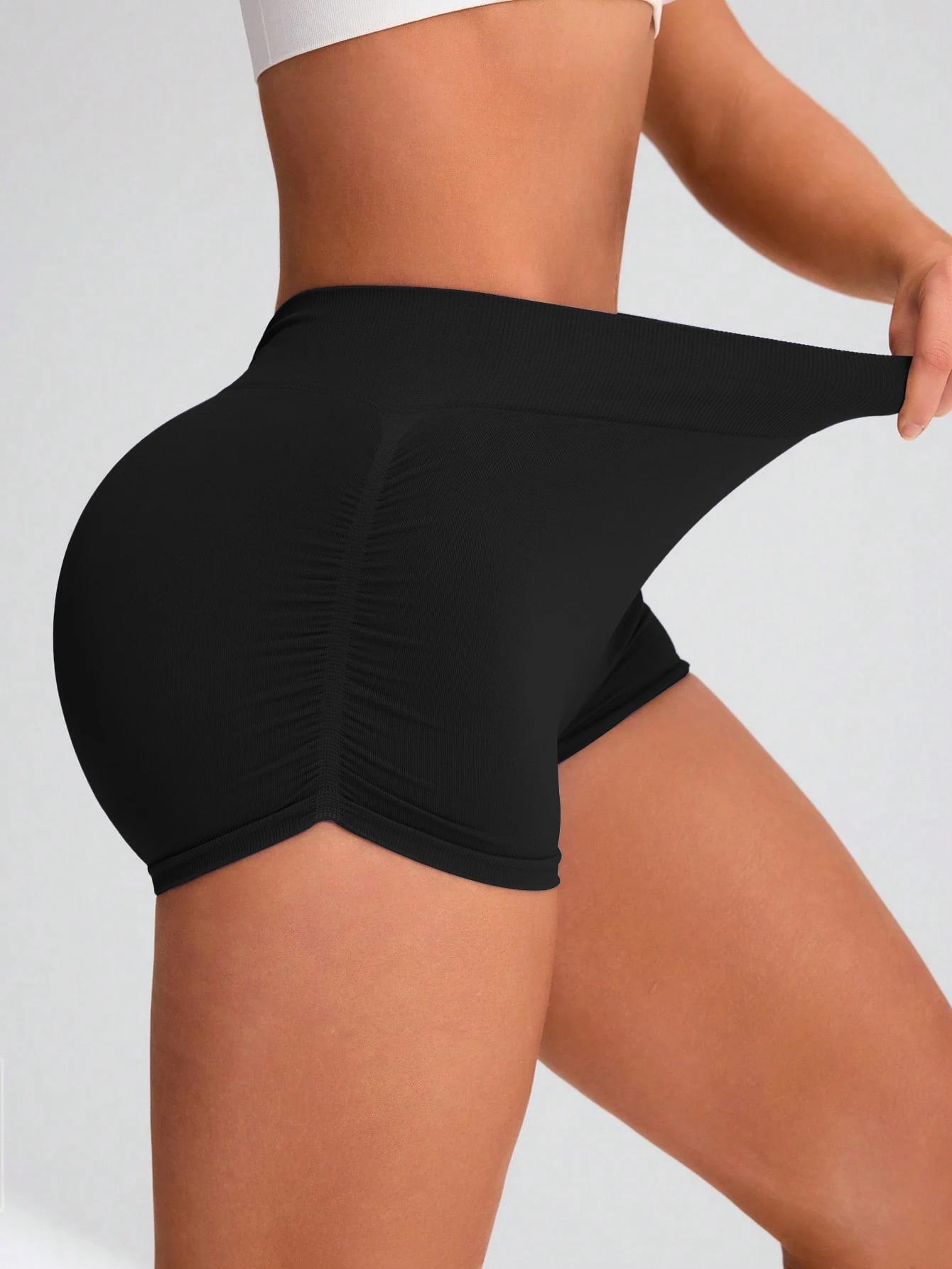 Short d'entraînement pour femmes, froissé sans couture, court, pour gymnastique, Yoga, course à pied