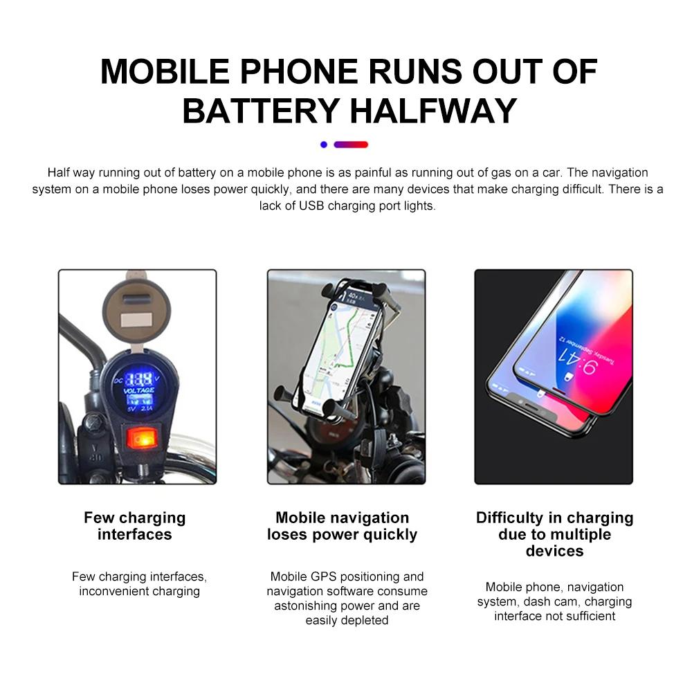 PD QC3.0 – chargeur cellulaire rapide USB pour moto, connecteur de prise de Port de Type C étanche a