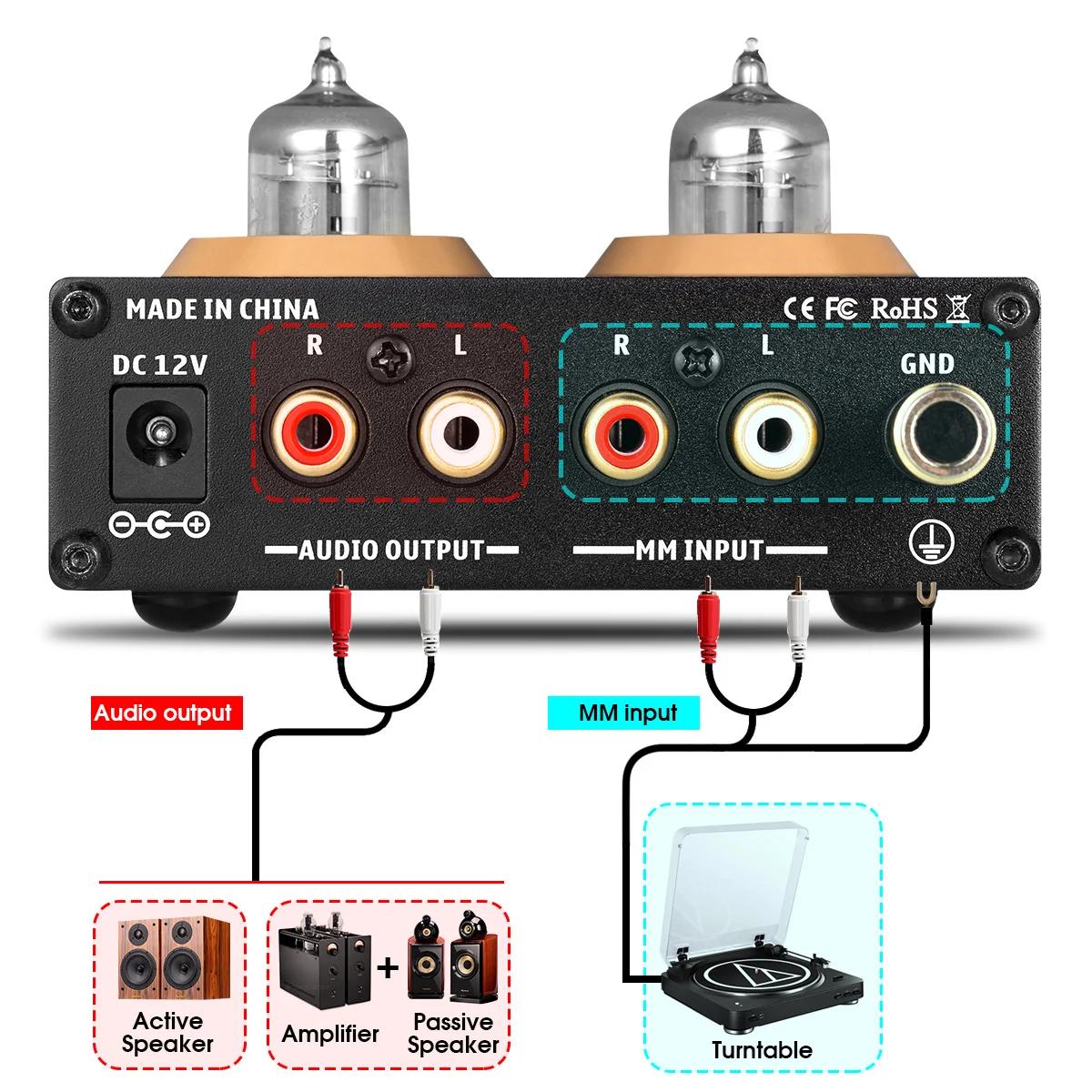 Nobsound Mini MM RIAA Phono scène platine préampli HiFi stéréo Audio Tube sous vide préamplificateur
