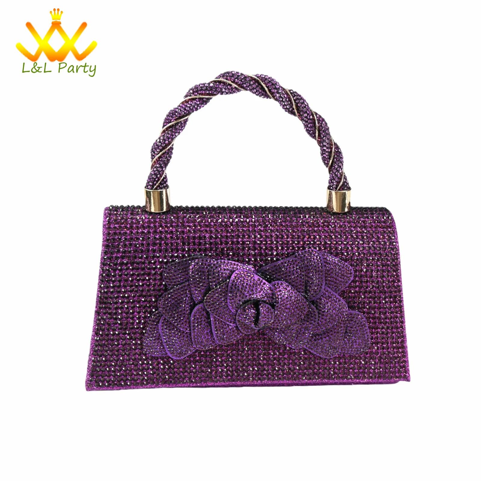 Ensemble de chaussures et de sacs au Design italien, couleur violette, bout pointu, talons Super hau