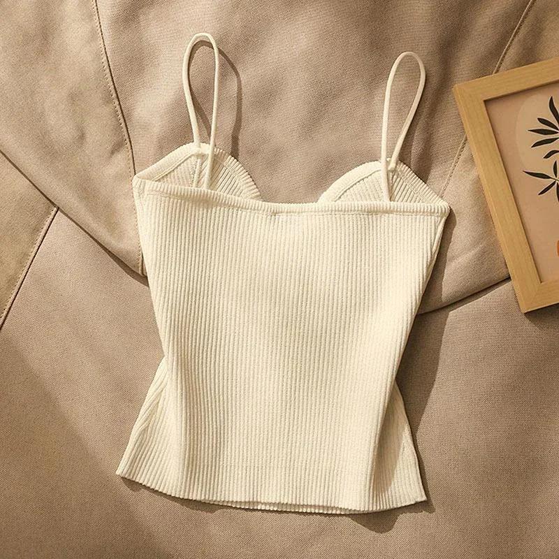 Été croix tricot jarretelle femmes Style français Sexy beauté Camisole coupe ajustée sans manches T-