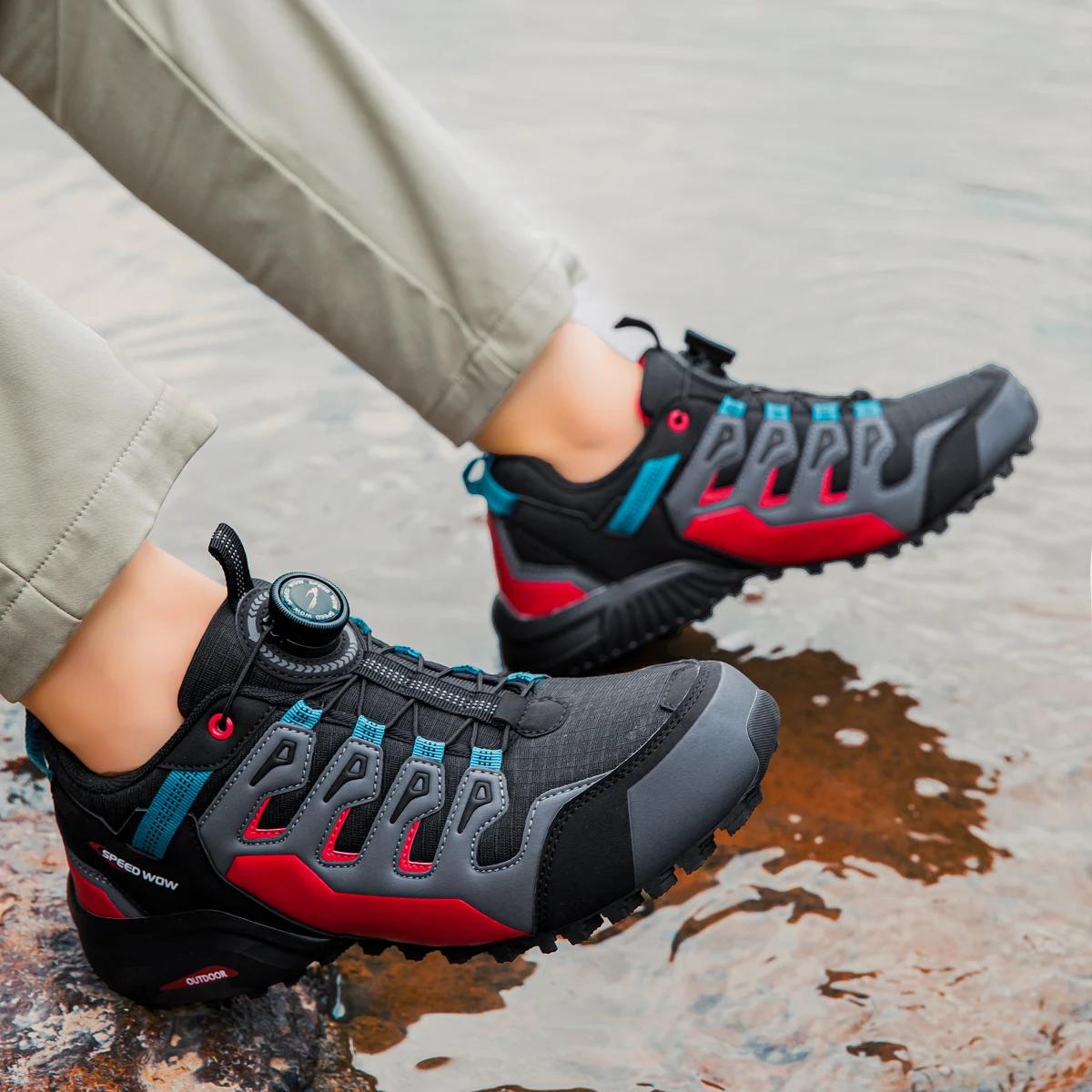 HIKEUP chaussures de randonnée pour hommes chaussures d'extérieur en daim et cuir résistant à l'usur