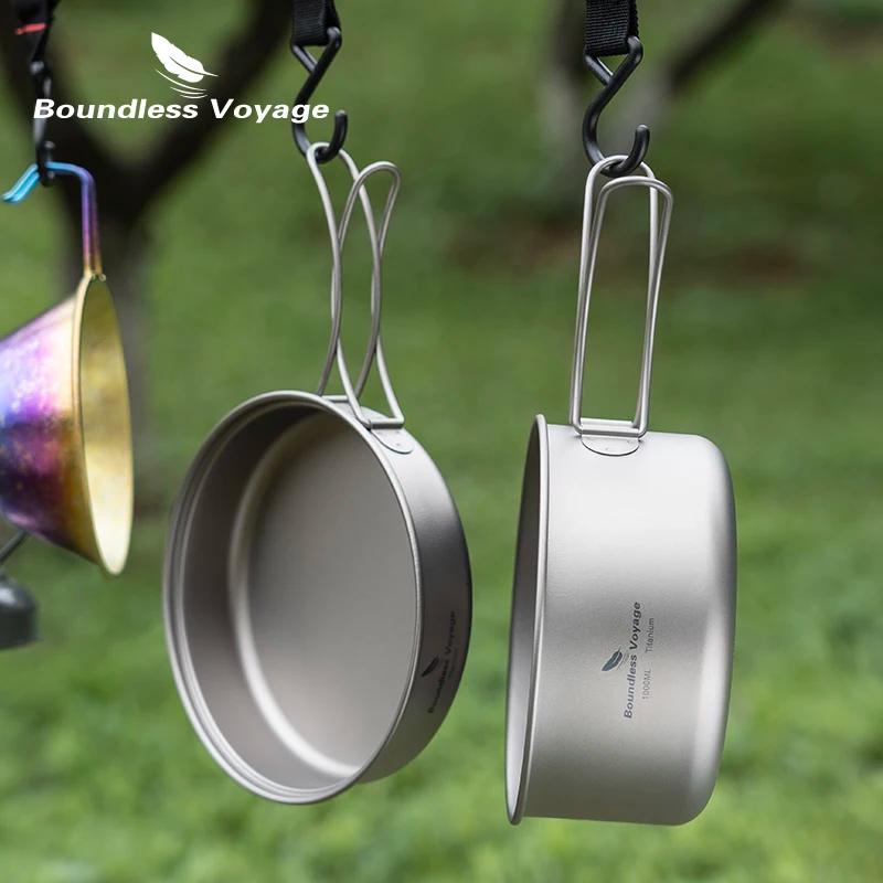 Boundless Voyage-Ensemble de casseroles en titane avec plaque pliante, bol ultraléger, camping, rand