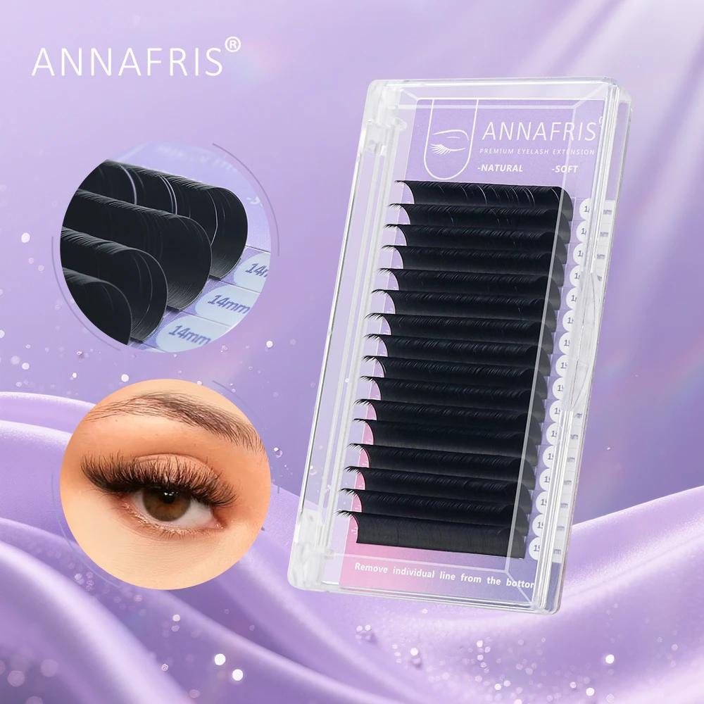 ANNAFRIS 16 rangées/plateau noir mat C D DD Curl Extension de cils individuelle Premium Faux vison c