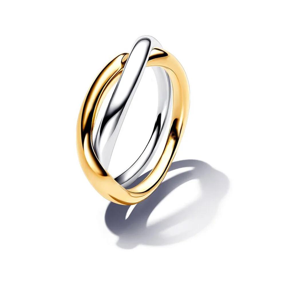 Bague élégante en argent pur 925% pour femme, design irrégulier en forme de cœur entrecroisé, bijou