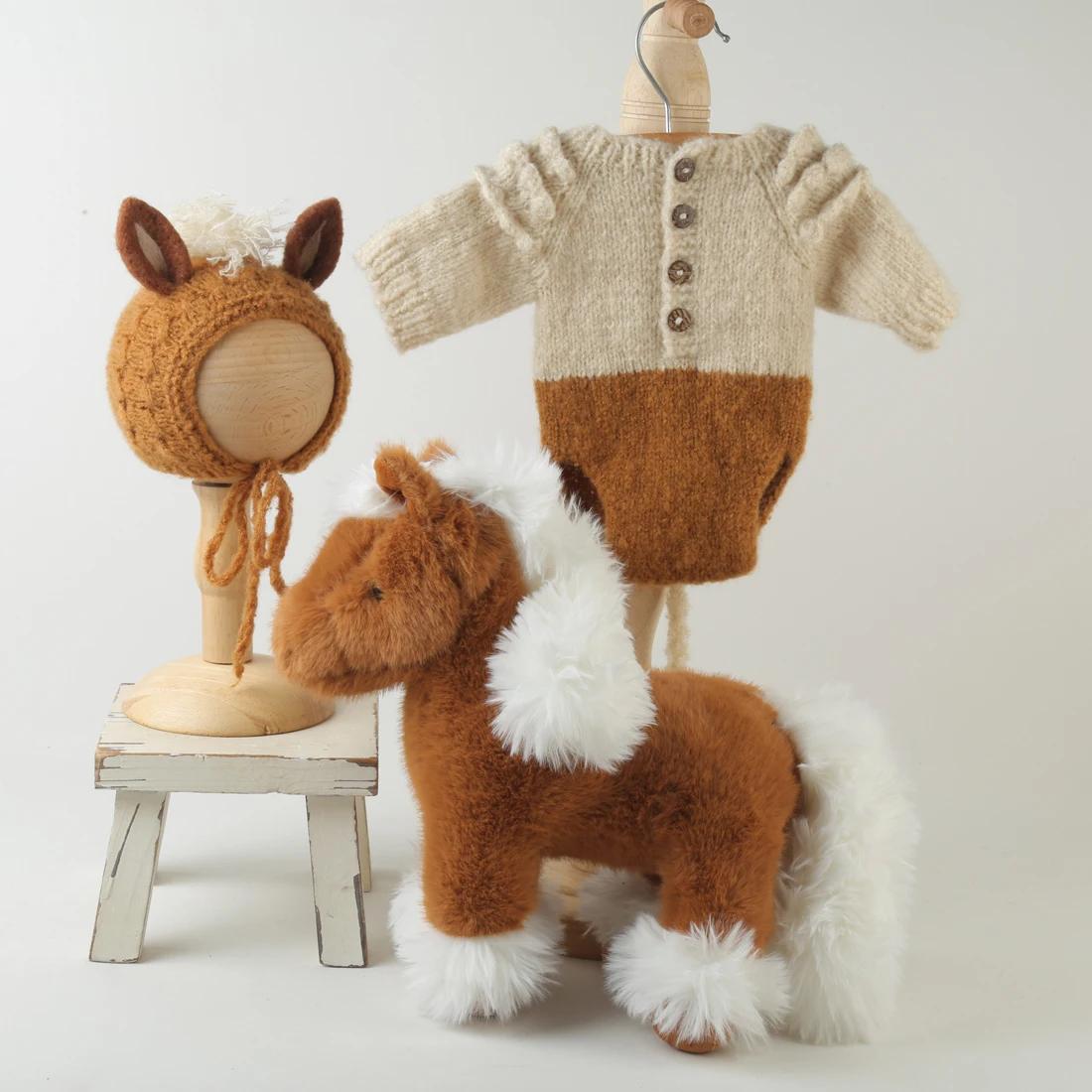 Combinaison cheval tricotée pour nouveau-né, tenue, accessoires de photographie pour nouveau-né, bar