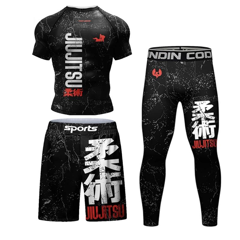 Nouveau Kimono Jiu Jitsu Rashguard pour hommes Mma T-shirt + pantalon 4 pièces/ensemble Muay thai Sh
